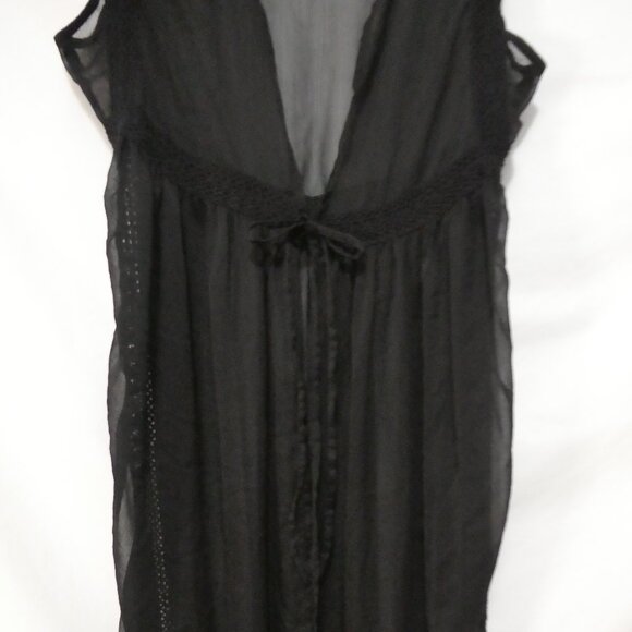 ATMOSPHERE | large | Black Sheer Sleeveless Nightgown With Tie Waist - Picture 7 of 16